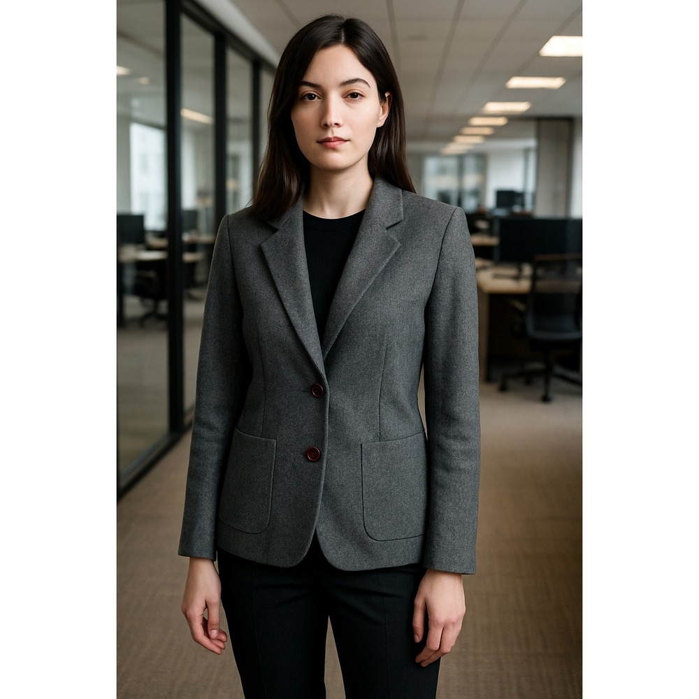 Vintage Russ Tailored Gray Wool Blend Blazer – Made in USA – Size M/L